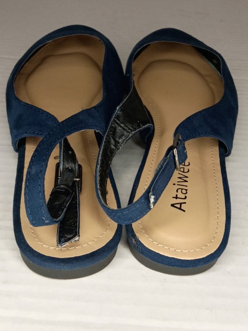 Ataiwee Navy Faux Suede Pointed Toe Slingback Flats Women’s 8W - Picture 5 of 9